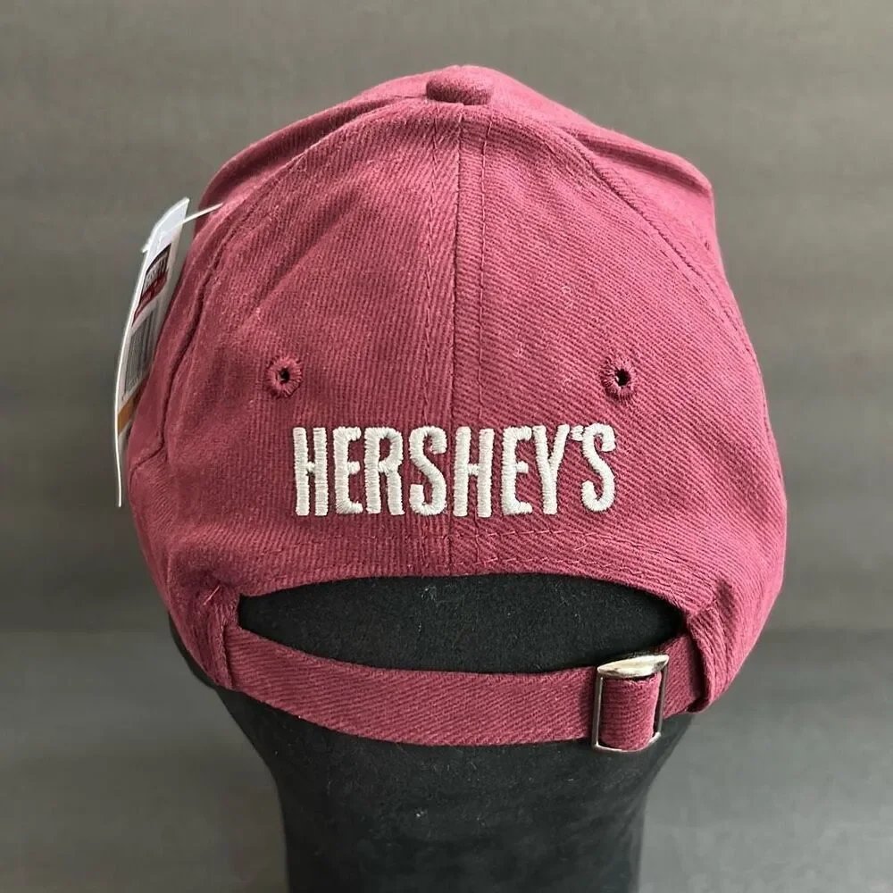 Hersheys Chocolate World Youth Cap Hat Adjustable Sz Medium Maroon Gray Logo